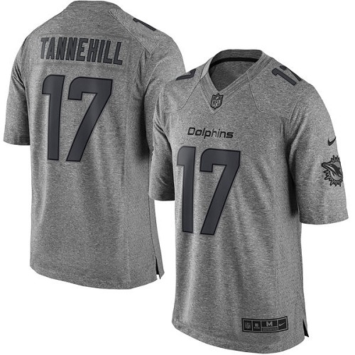 Men's Elite Ryan Tannehill Nike Jersey Gray - #17 Gridiron NFL Miami Dolphins